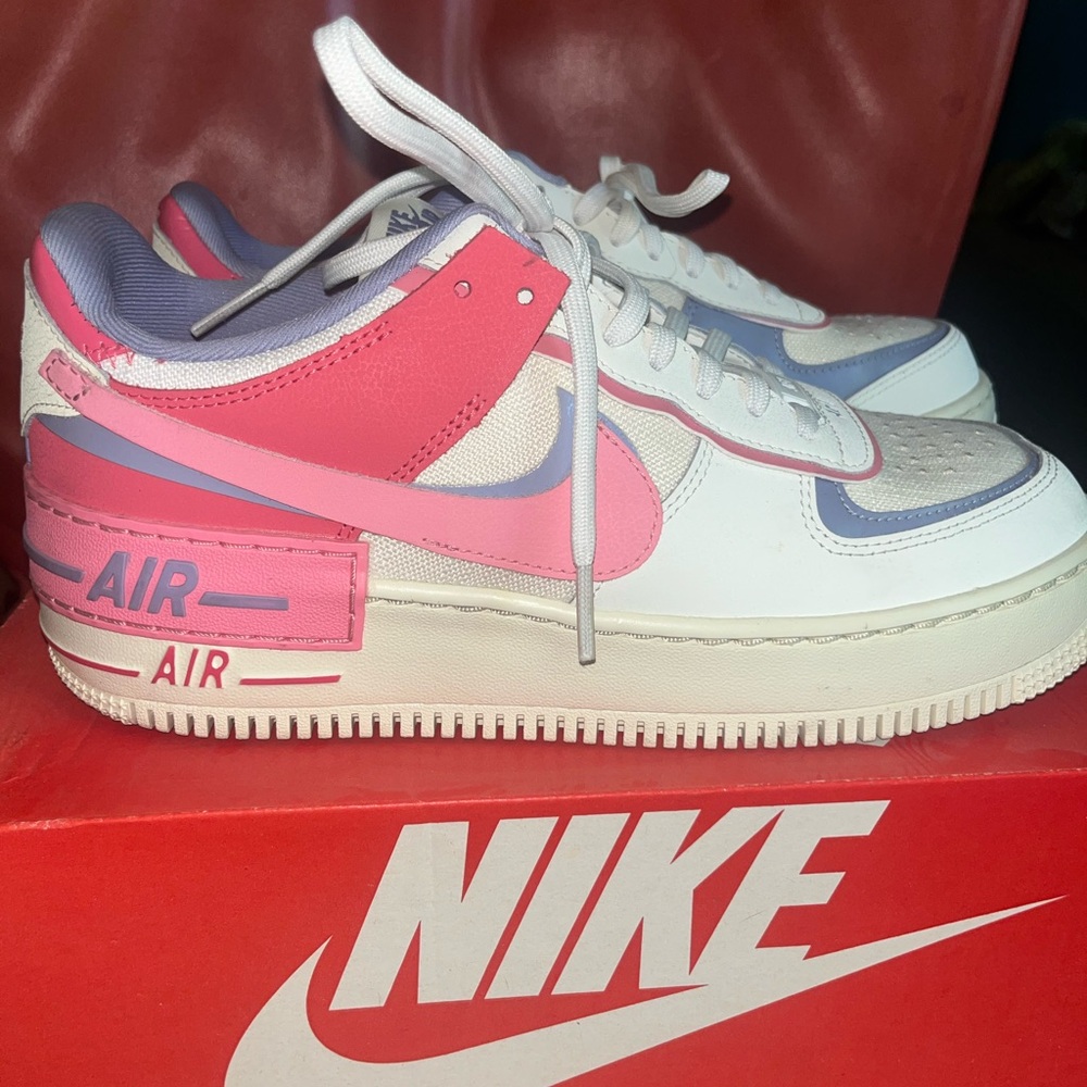 Nike Kids' Air Force 1 Low White Pink Lilac Casual Sneakers - Picture 3 of 6